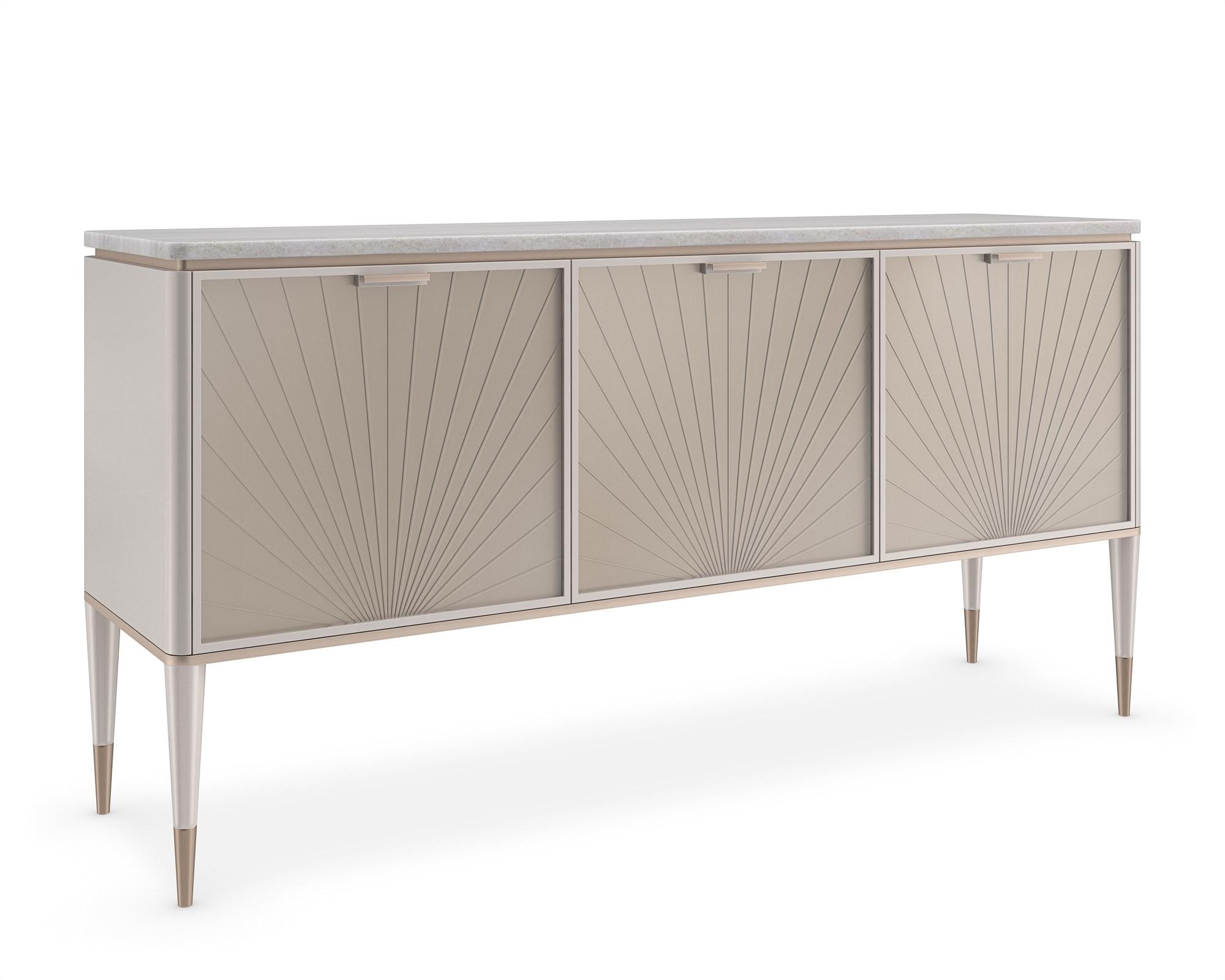 

    
Matte Pearl & Golden Shimmer Finish VALENTINA SIDEBOARD by Caracole
