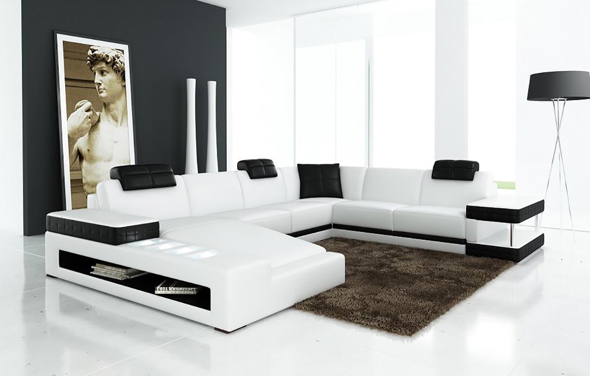 

    
Maxwest 622 WB Modern White & Black  Bonded Leather 4Pcs Sectional
