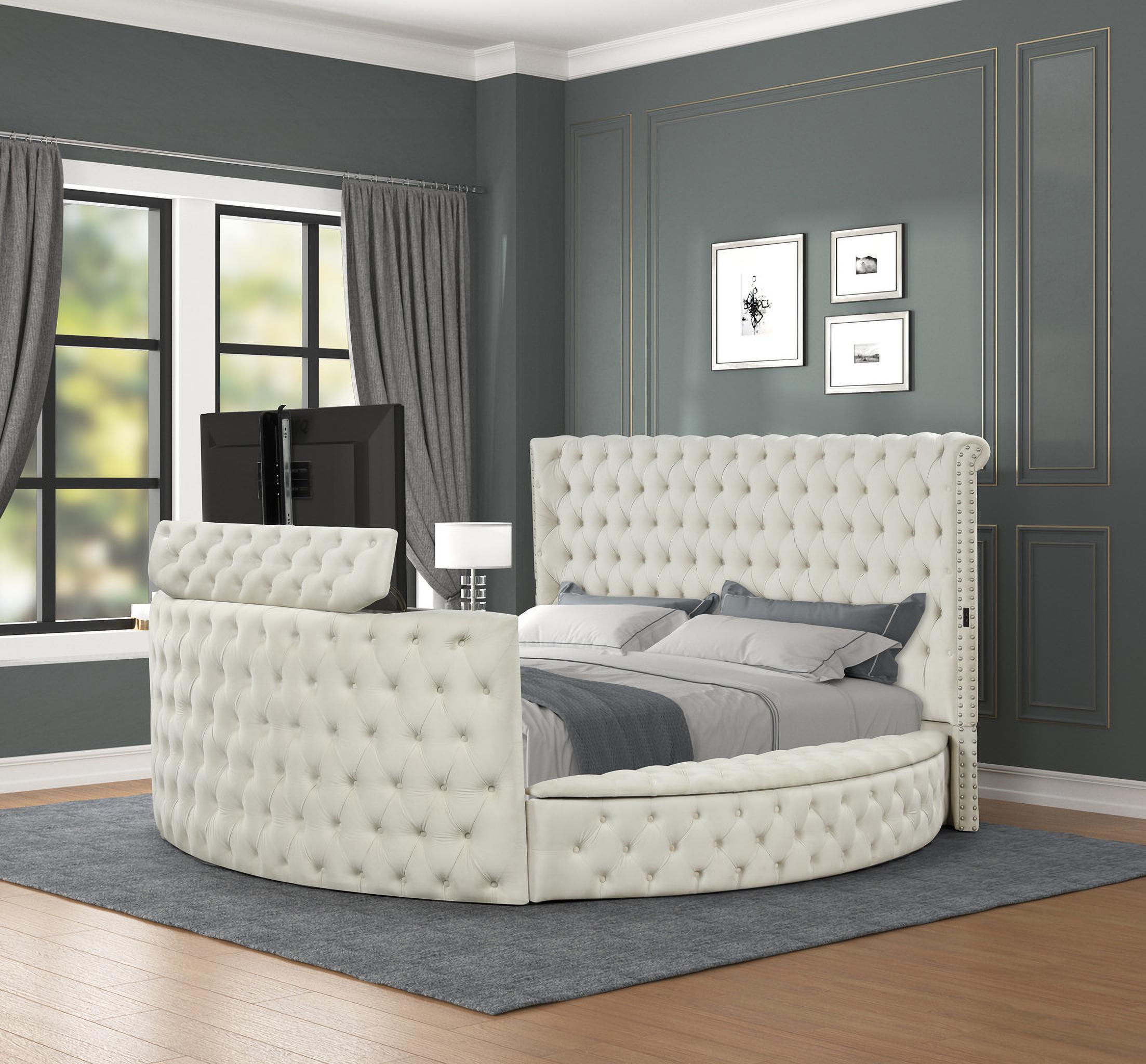 

    
Maya Queen Bed Made with Wood In Cream Galaxy Home Modern
