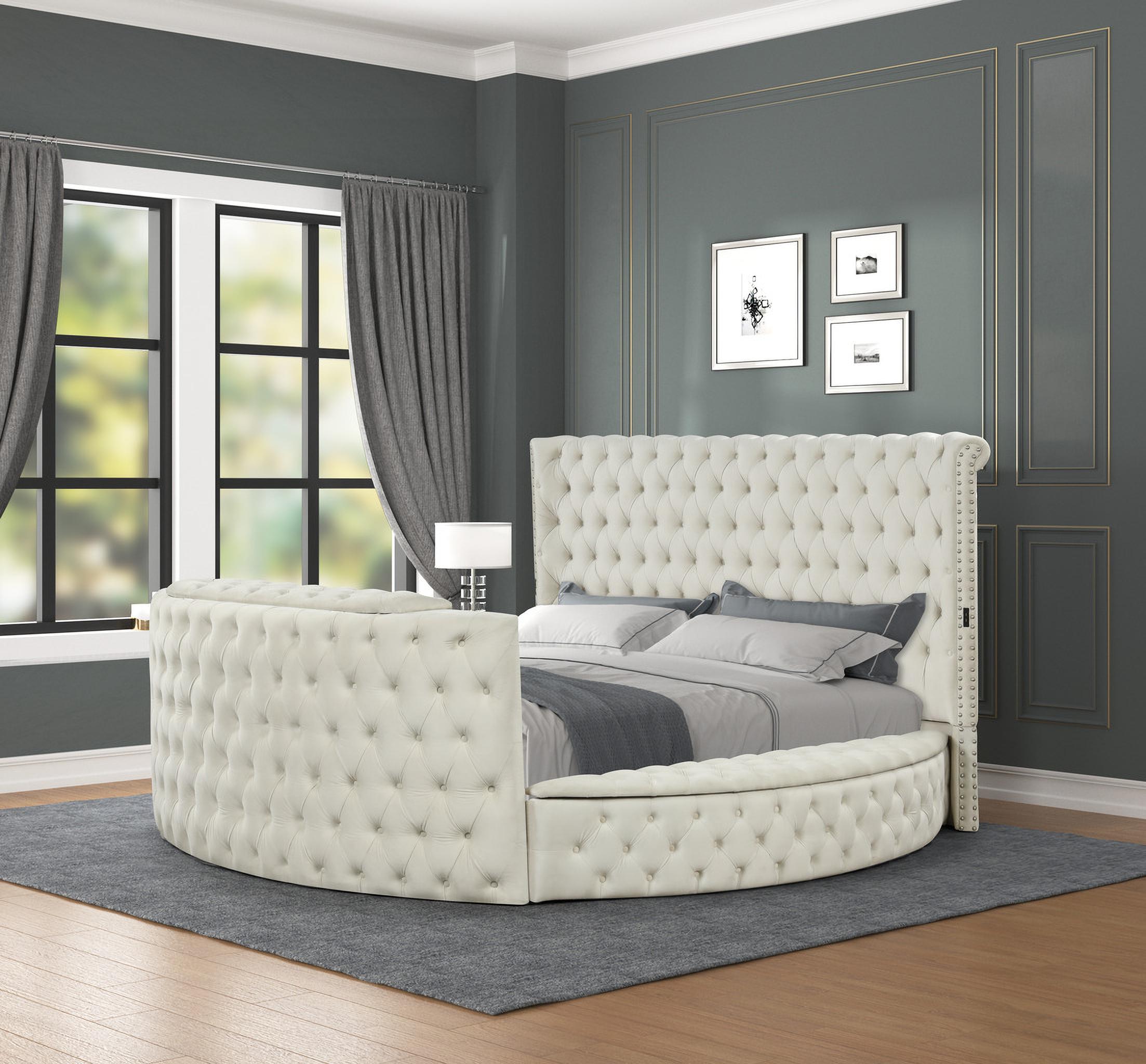 

    
Maya Queen Bed Made with Wood In Cream Galaxy Home Modern
