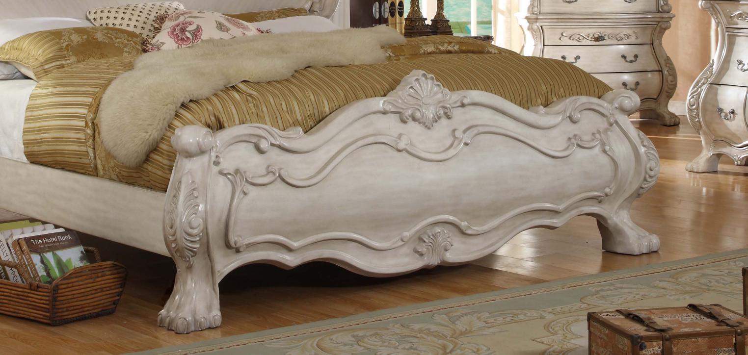 

    
B1603-Q-Set-6 McFerran B1602-Q Victorian  Antique White Queen Bedroom Set 6Pcs w/Chest Carved Wood

