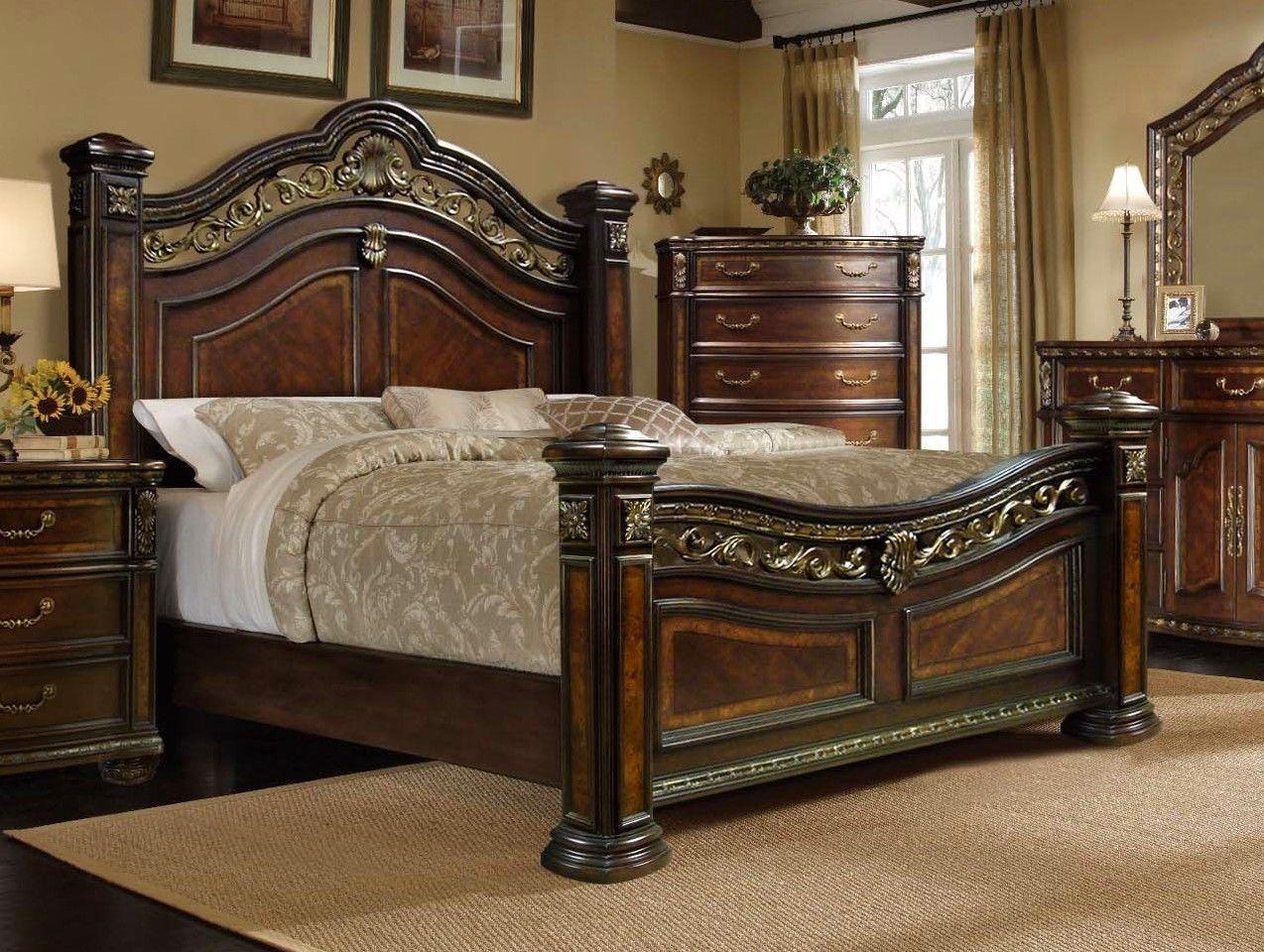 Classic, Traditional Poster Bed B163 B163-CK in Cherry 