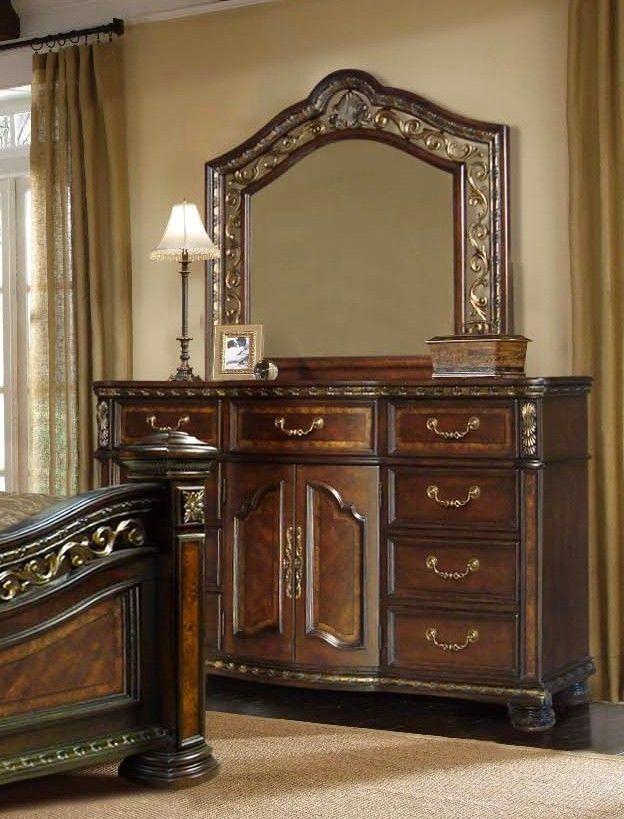 Classic, Traditional Dresser With Mirror B163 B163-DM-2PC in Cherry 