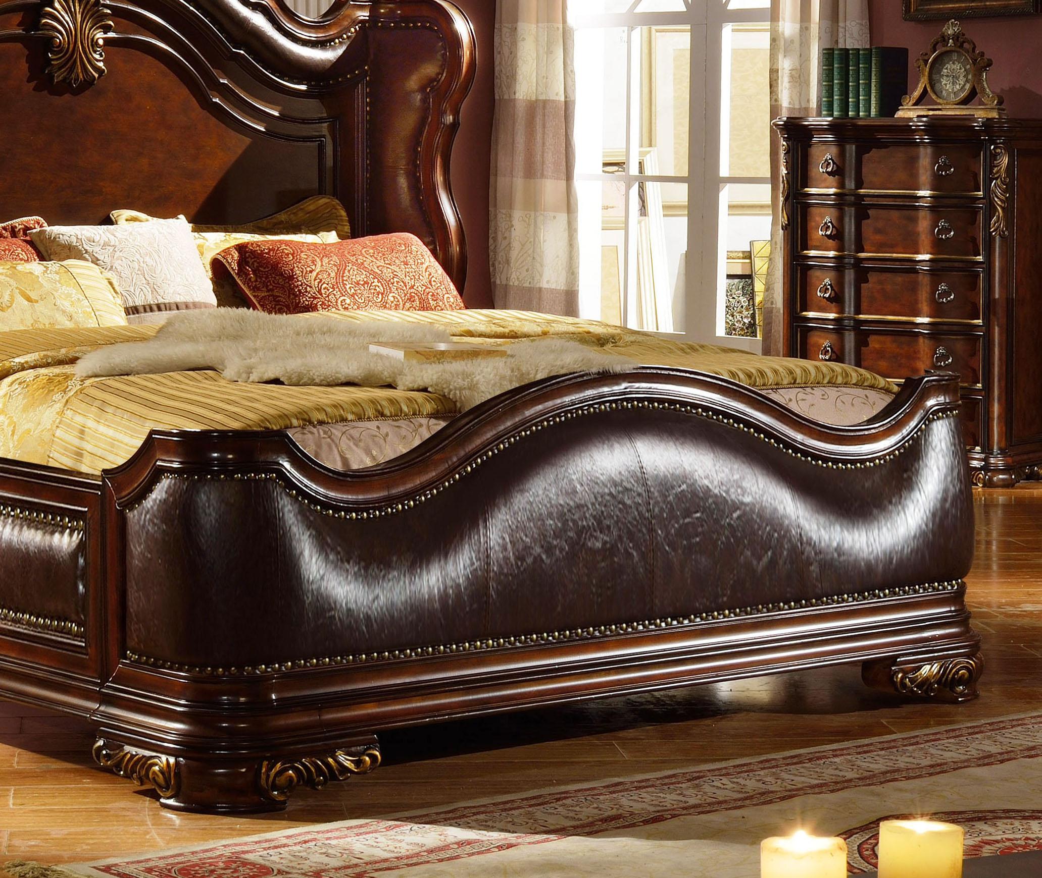 

                    
McFerran Furniture B3000 Sleigh Bedroom Set Cherry Leather Purchase 
