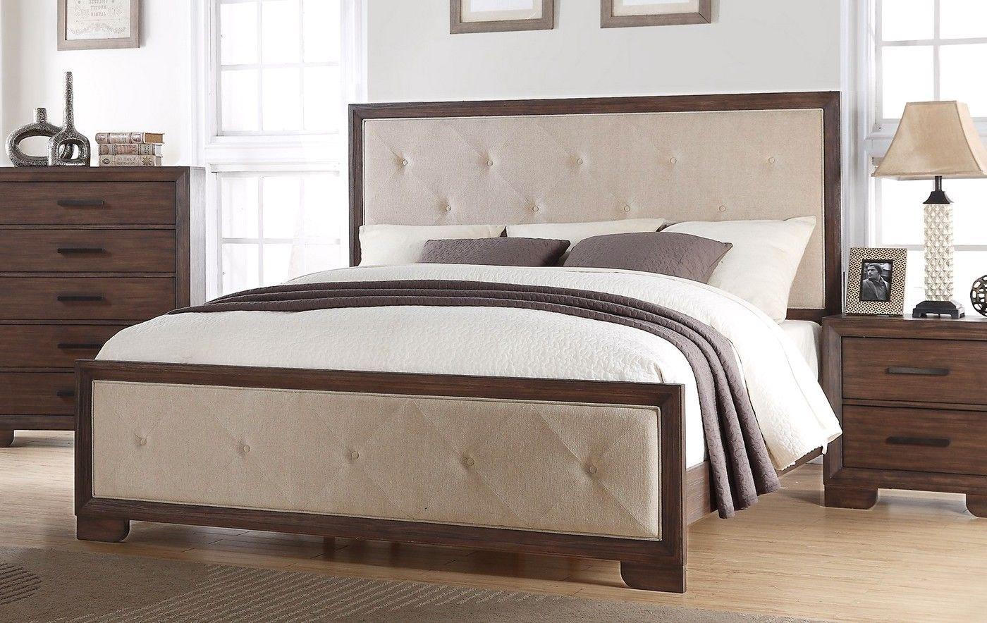 Contemporary, Traditional Platform Bed B510-Q B510-Q in Beige, Brown Fabric