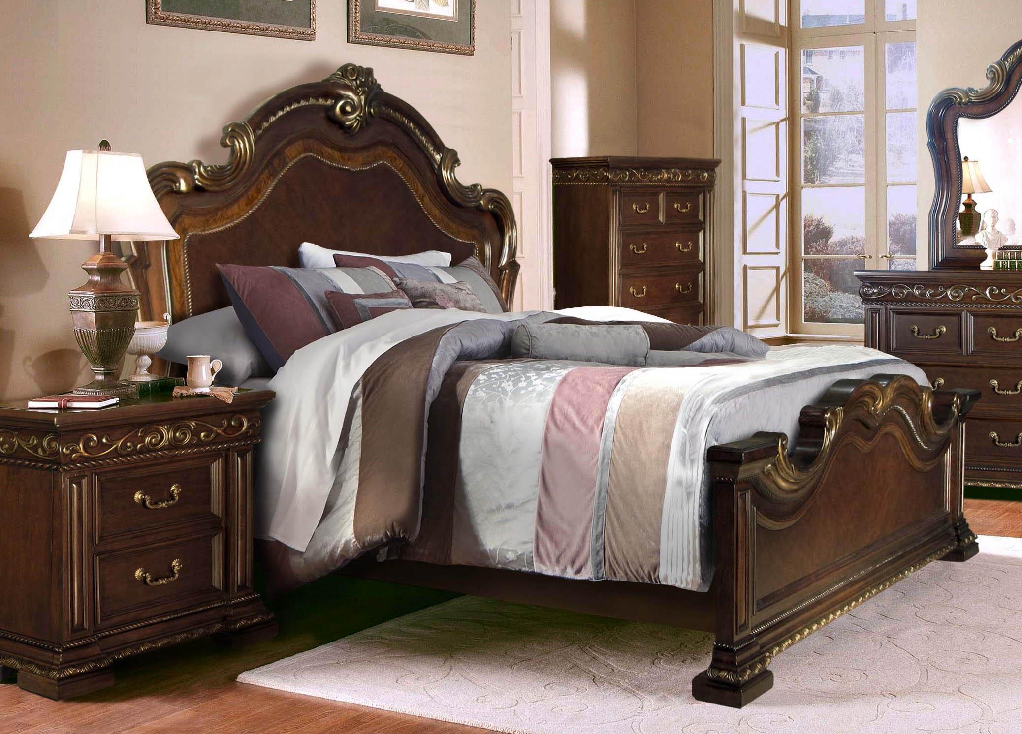 

    
McFerran B538 Traditional Dark Cherry Wood Finish King Size Bedroom Set 3Pcs
