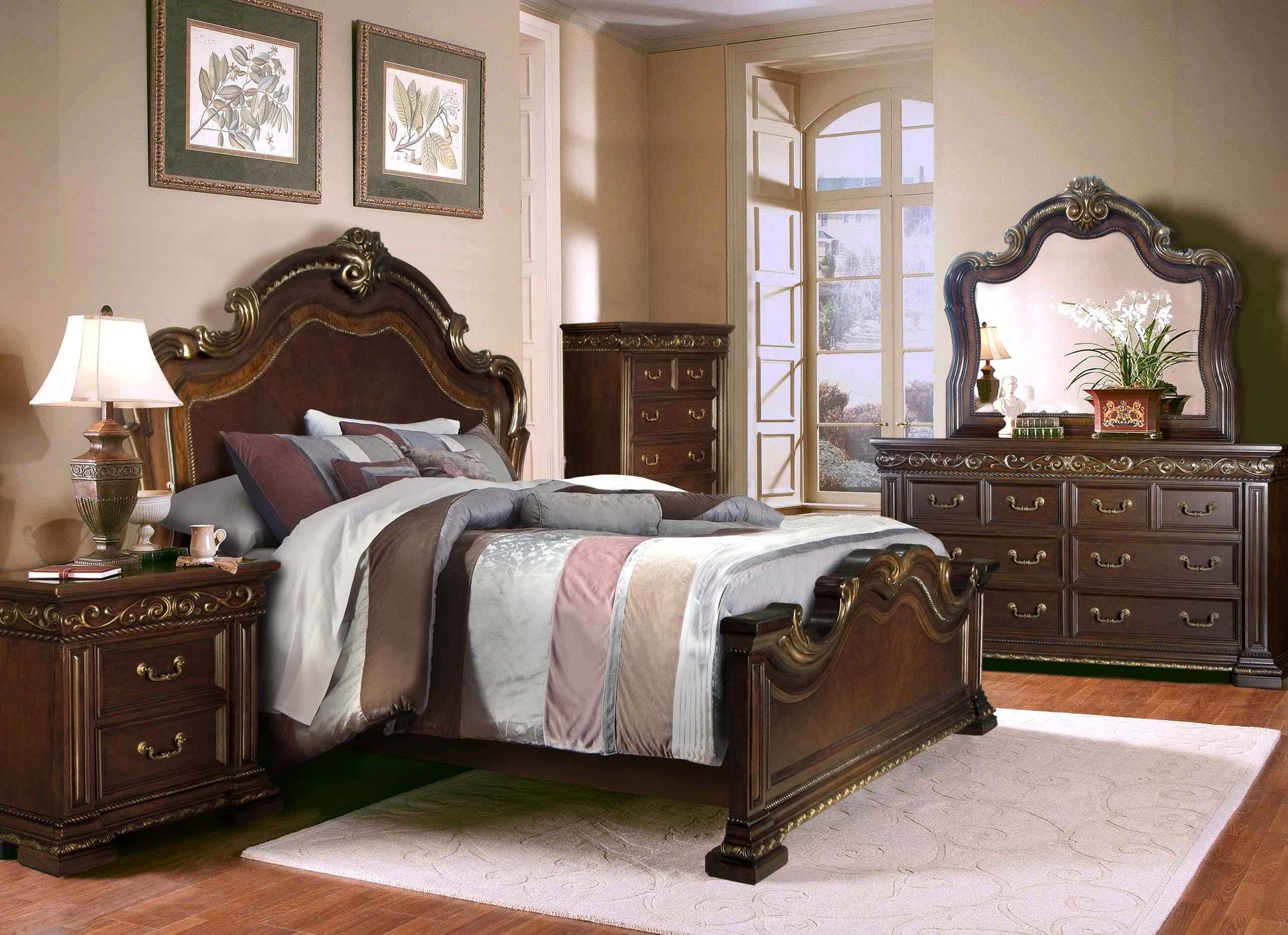 

    
McFerran B538 Traditional Dark Cherry Wood Finish King Size Bedroom Set 5Pcs
