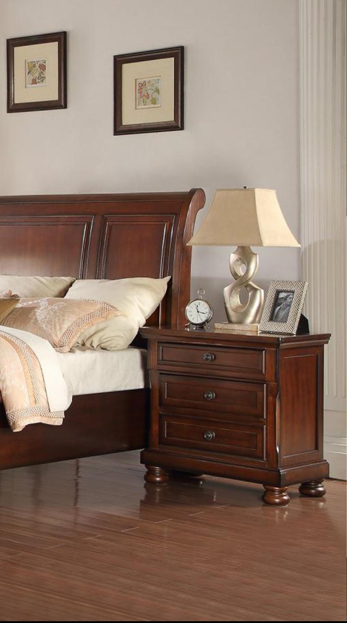 

    
McFerran Furniture B608 Storage Bedroom Set Cherry B608-EK-NDM-4PC
