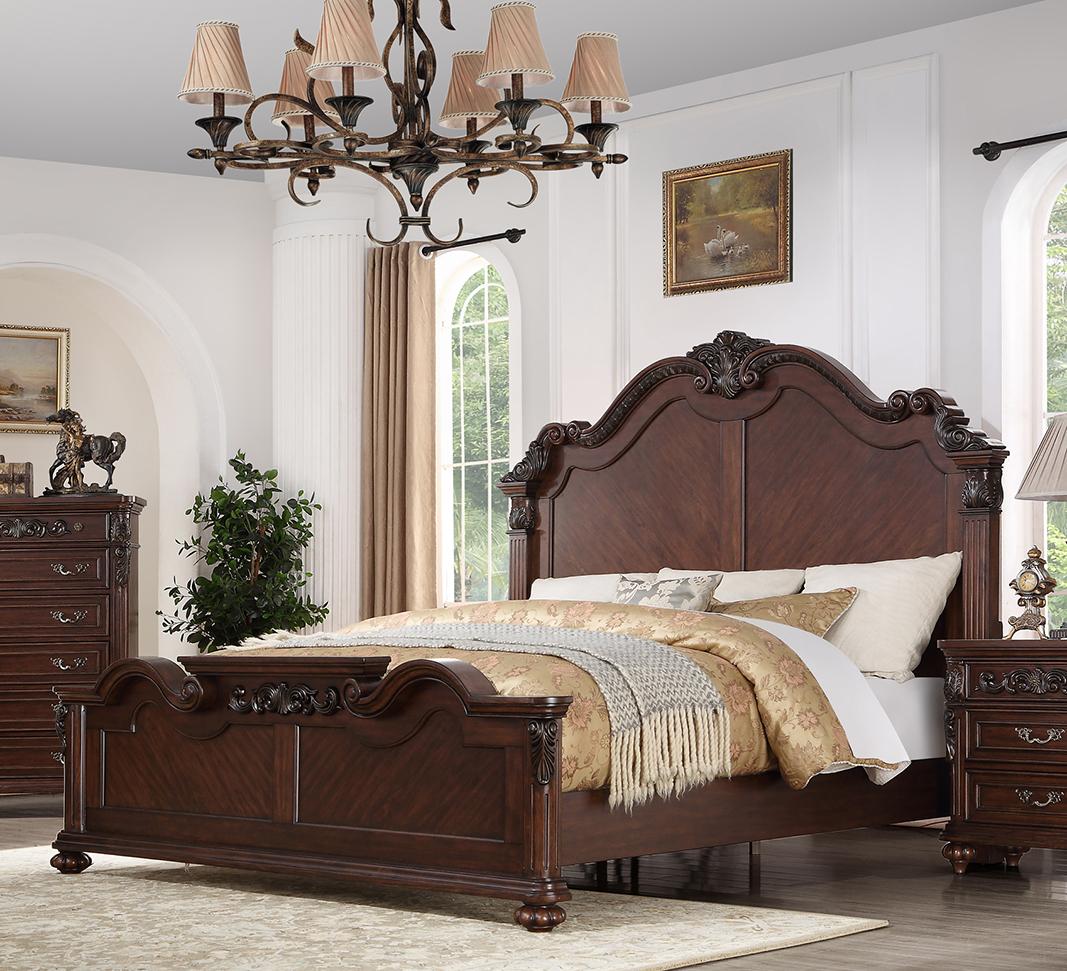 

    
McFerran B709 Traditional Espresso Finish Carved Wood Eastern King Size Bed
