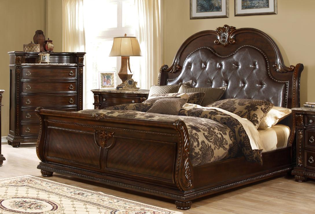 

    
McFerran Furniture B9500-EK Sleigh Bedroom Set Dark Cherry Finish B9500-EK-Set-5
