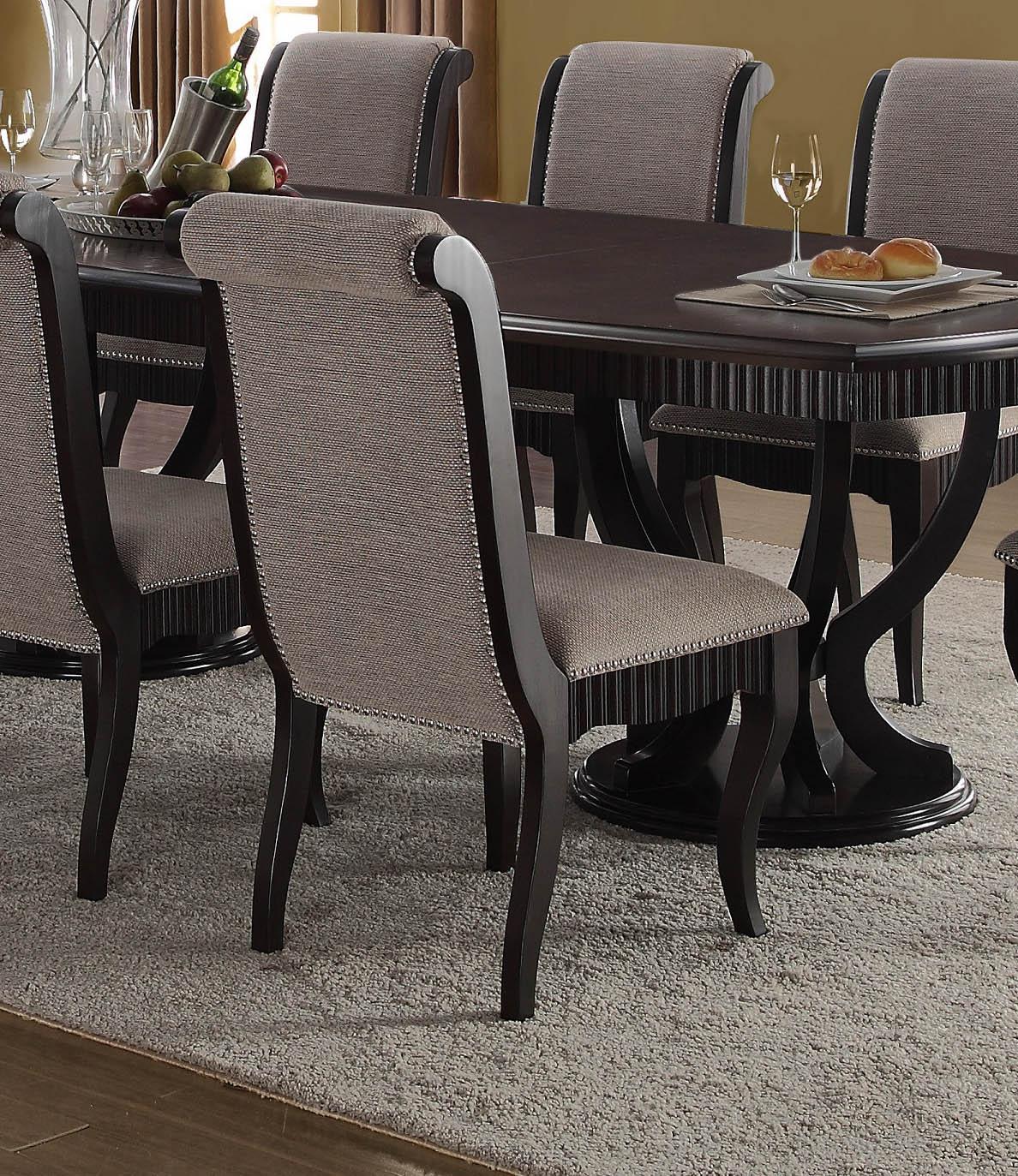 

                    
McFerran Furniture D1600 Dining Room Set Dark Brown/Gray Fabric Purchase 
