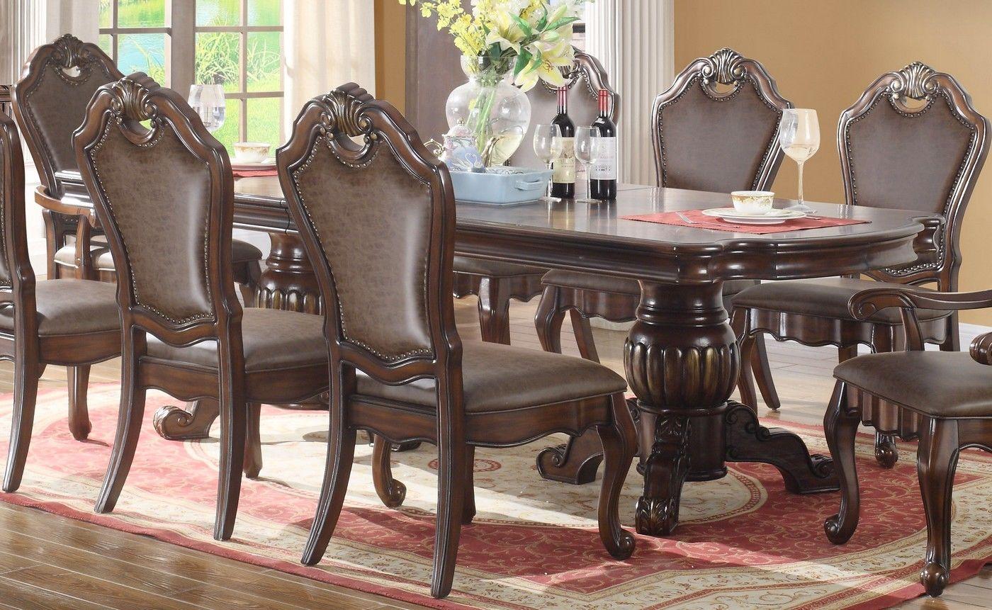 

    
McFerran  D3500-T Traditional Brown Rich Wood  Double Pedestal Dining Table
