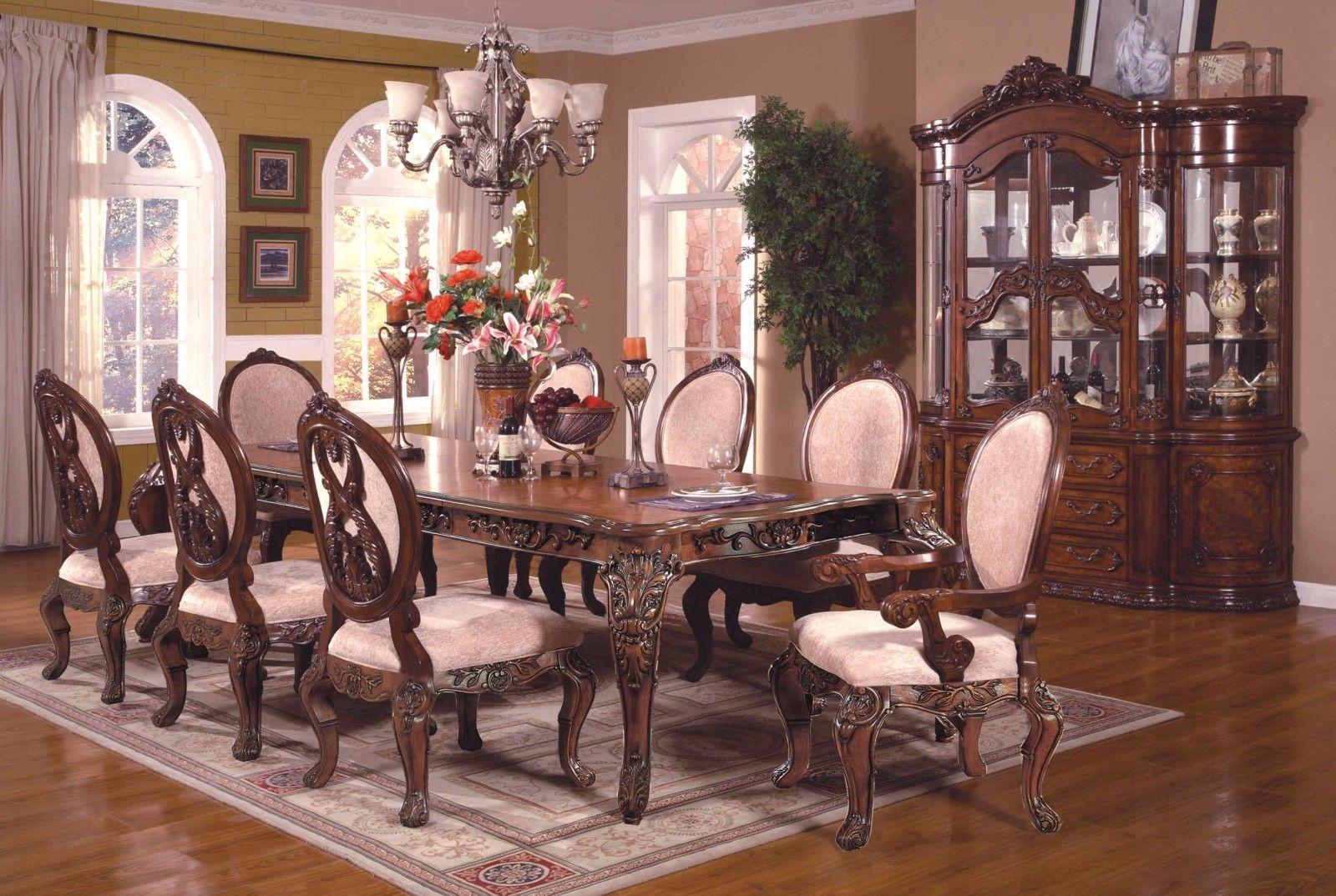 

    
Mcferran RD0017 Traditional Light Brown Solid Wood Dining Room Set 9Pcs
