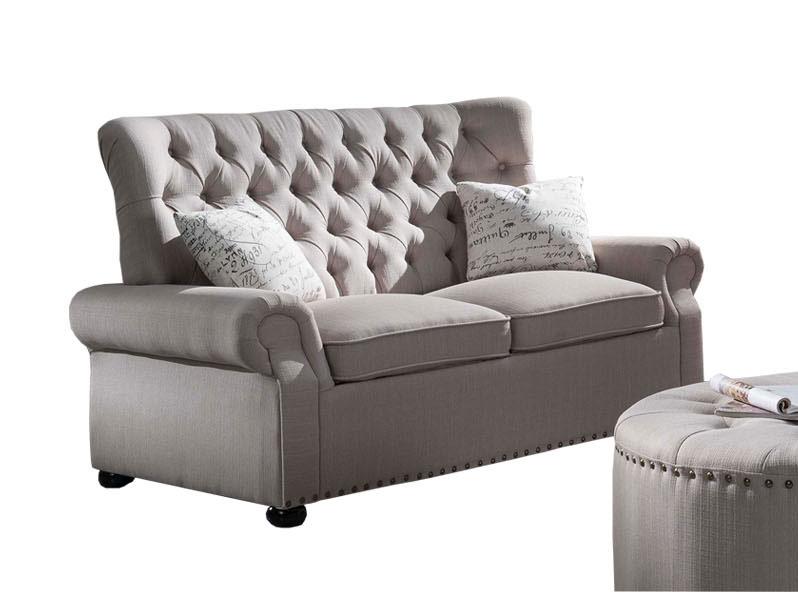 

    
McFerran SF1706 Light Grey Linen Fabric W/ Tufted Back Living Room Sofa Set 2Pcs
