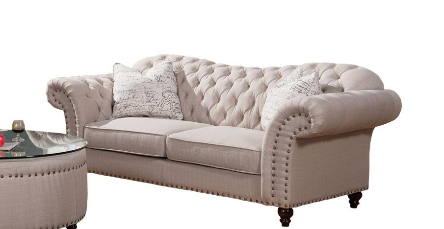 

    
McFerran SF1709-S Traditional Linen Fabric W/ Tufted Back Living Room Sofa
