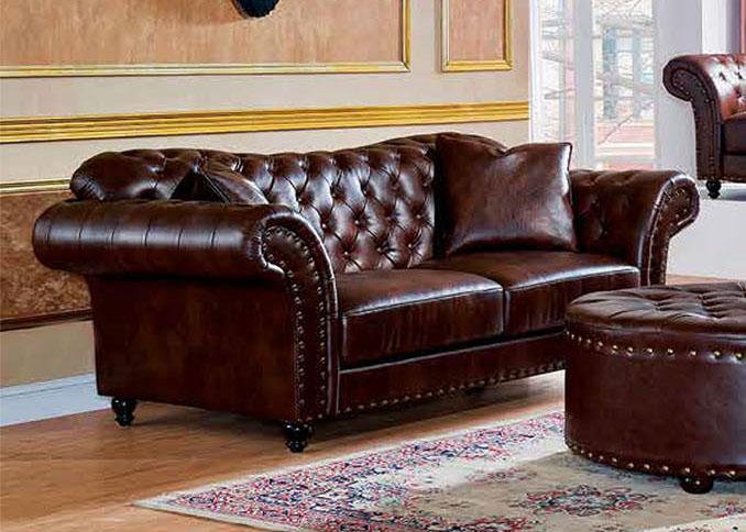 

    
McFerran SF1710 Traditional Warm Brown Leather Air Living Room Sofa Set 3Pcs
