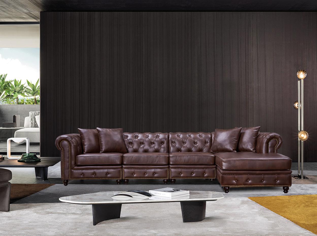 

    
McFerran  SF1731 Traditional Brown Leather Air Material 3Pcs Sectional Sofa
