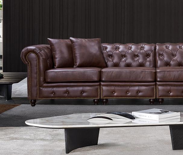 

    
McFerran  SF1731 Traditional Brown Leather Air Material 3Pcs Sectional Sofa

