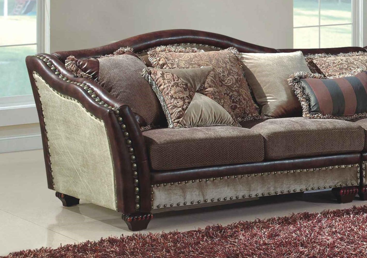 

    
Mcferran SF2780 Traditional Beige Brown Chenille Fabric Living Room Sectional Sofa
