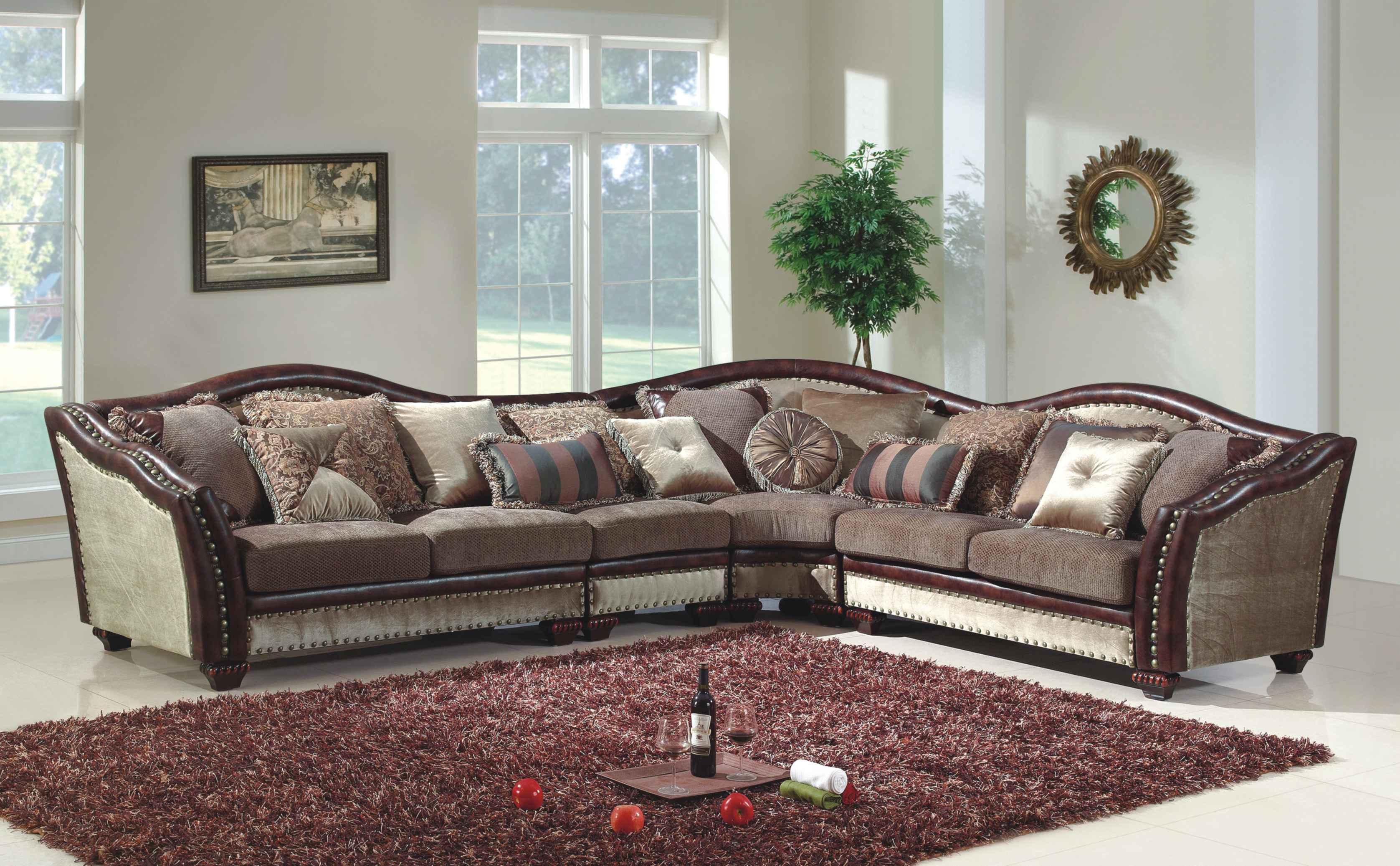 

    
Mcferran SF2780 Traditional Beige Brown Chenille Fabric Living Room Sectional Sofa

