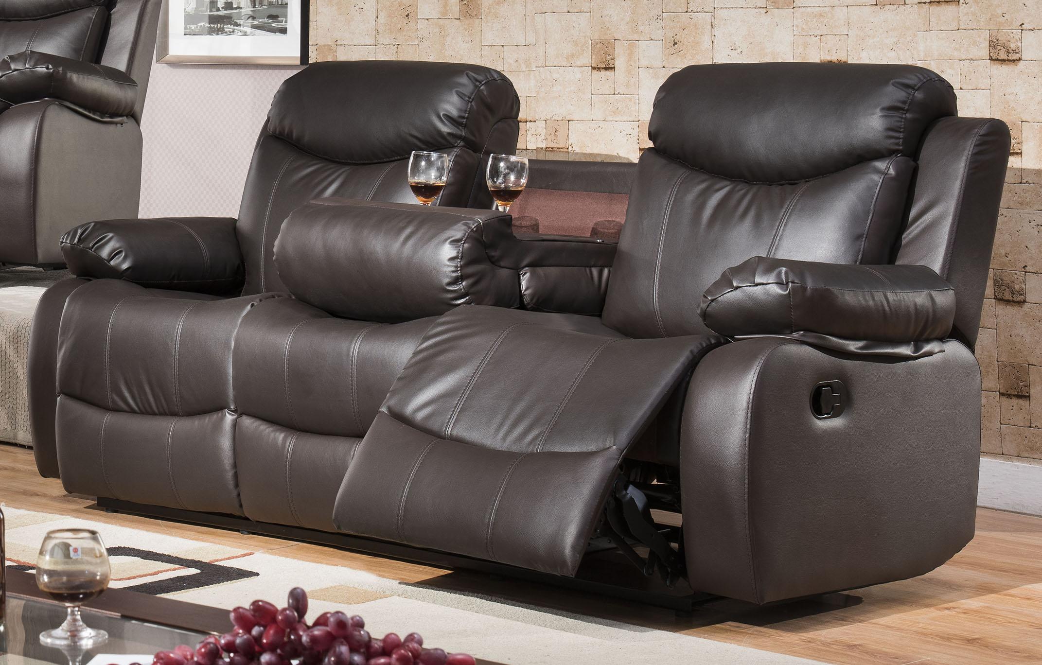 

    
McFerran SF3558 Contemporary Dark Brown PU Material Sofa Set w/ Dual Recliners 3Pcs
