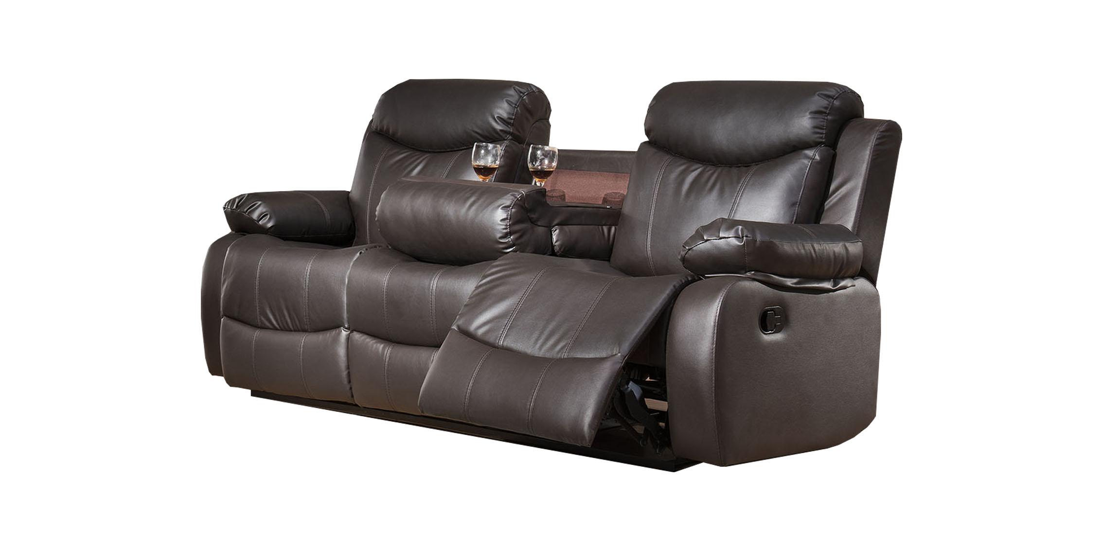 

    
McFerran SF3558-S Contemporary Dark Brown PU Material Dual Recliners Sofa

