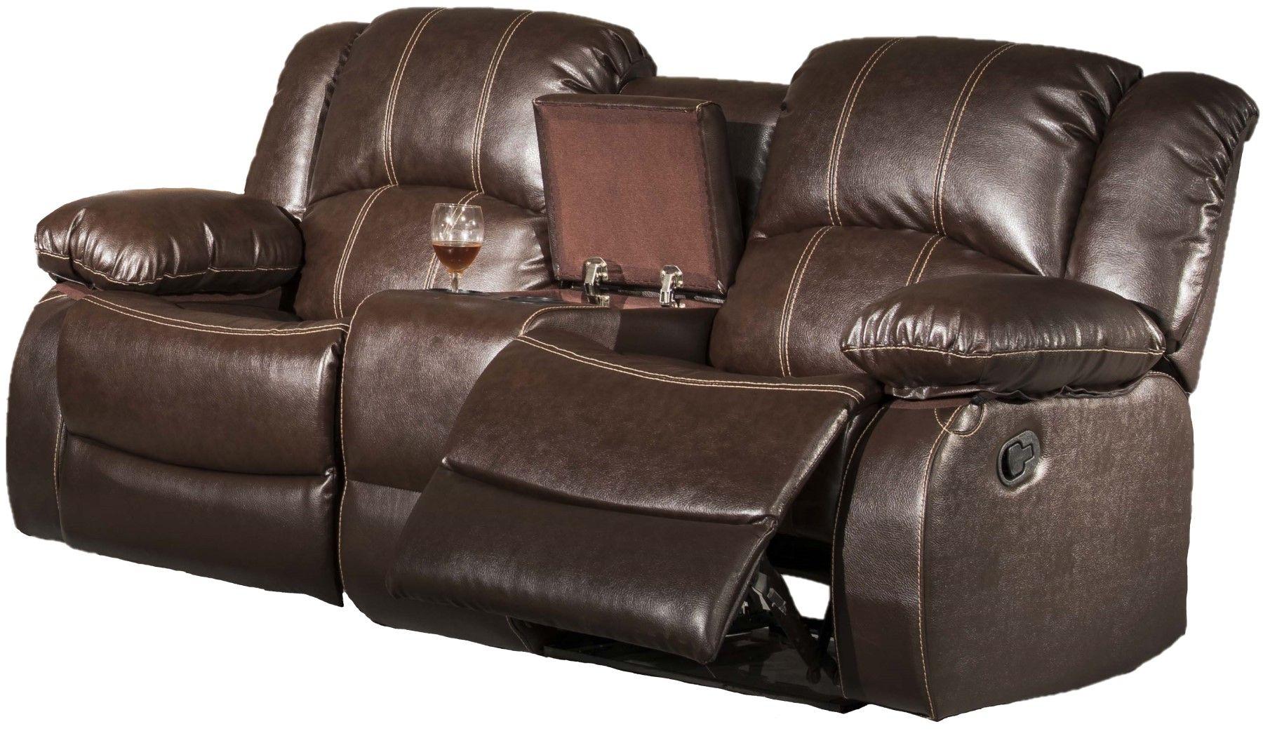 

    
SF3592 SECTIONAL Brown Faux Leather Reclining Motion Sectional Sofa w/ Storage Console McFerran SF3592
