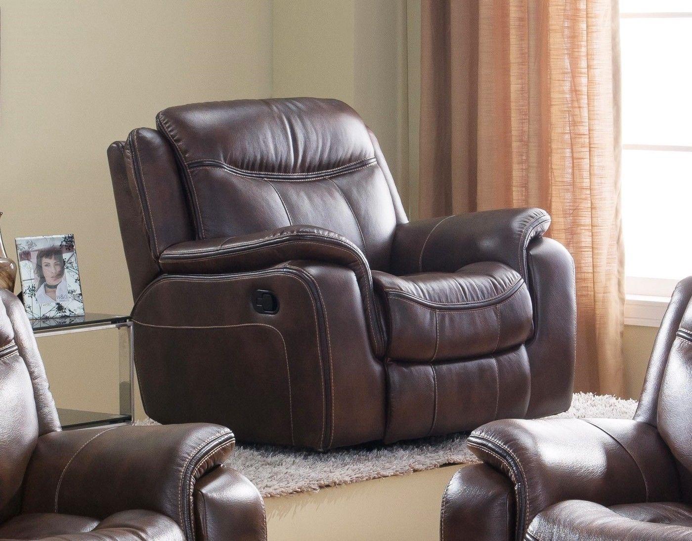 Modern Reclining Chair SF3739 SF3739-C in Brown Leather Air Fabric