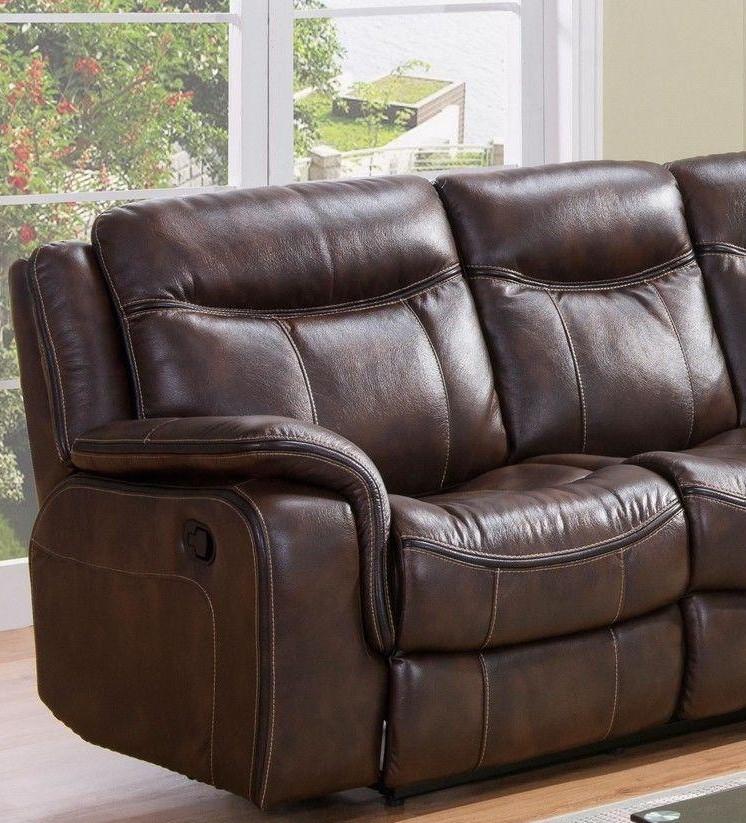

    
Brown Premium Leather Air Fabric Reclining Sofa McFerran SF3739
