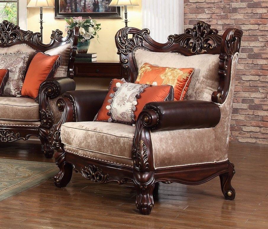 Traditional Arm Chairs SF6788 SF6788-C in Orange, Beige Fabric