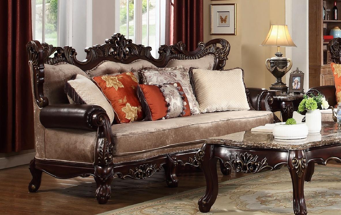Traditional Sofa SF6788 SF6788-S in Orange, Beige Fabric