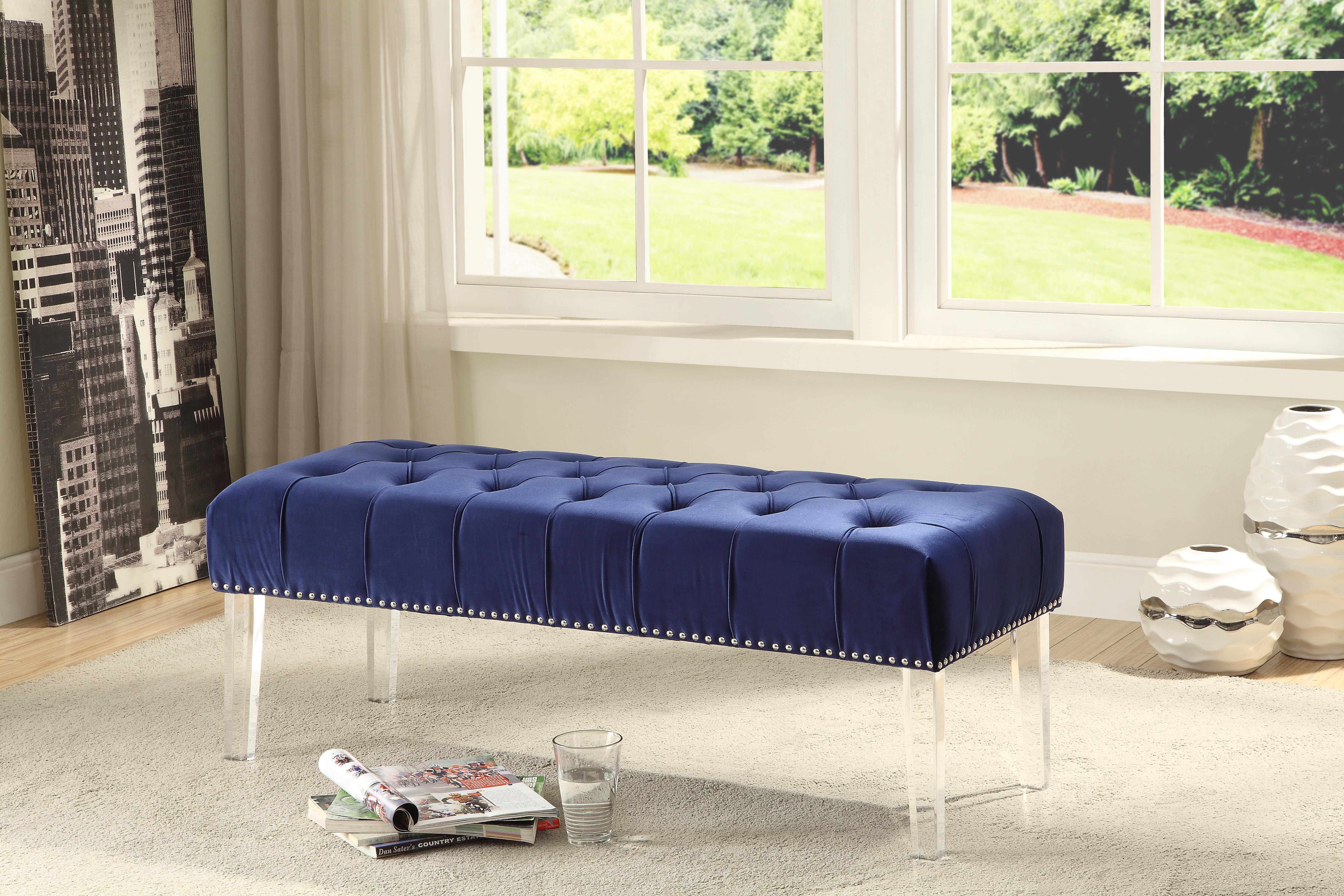 

    
Meridian Furniture 101 Celine Velvet Bench in Navy w/ Acrylic Legs Contemporary Style
