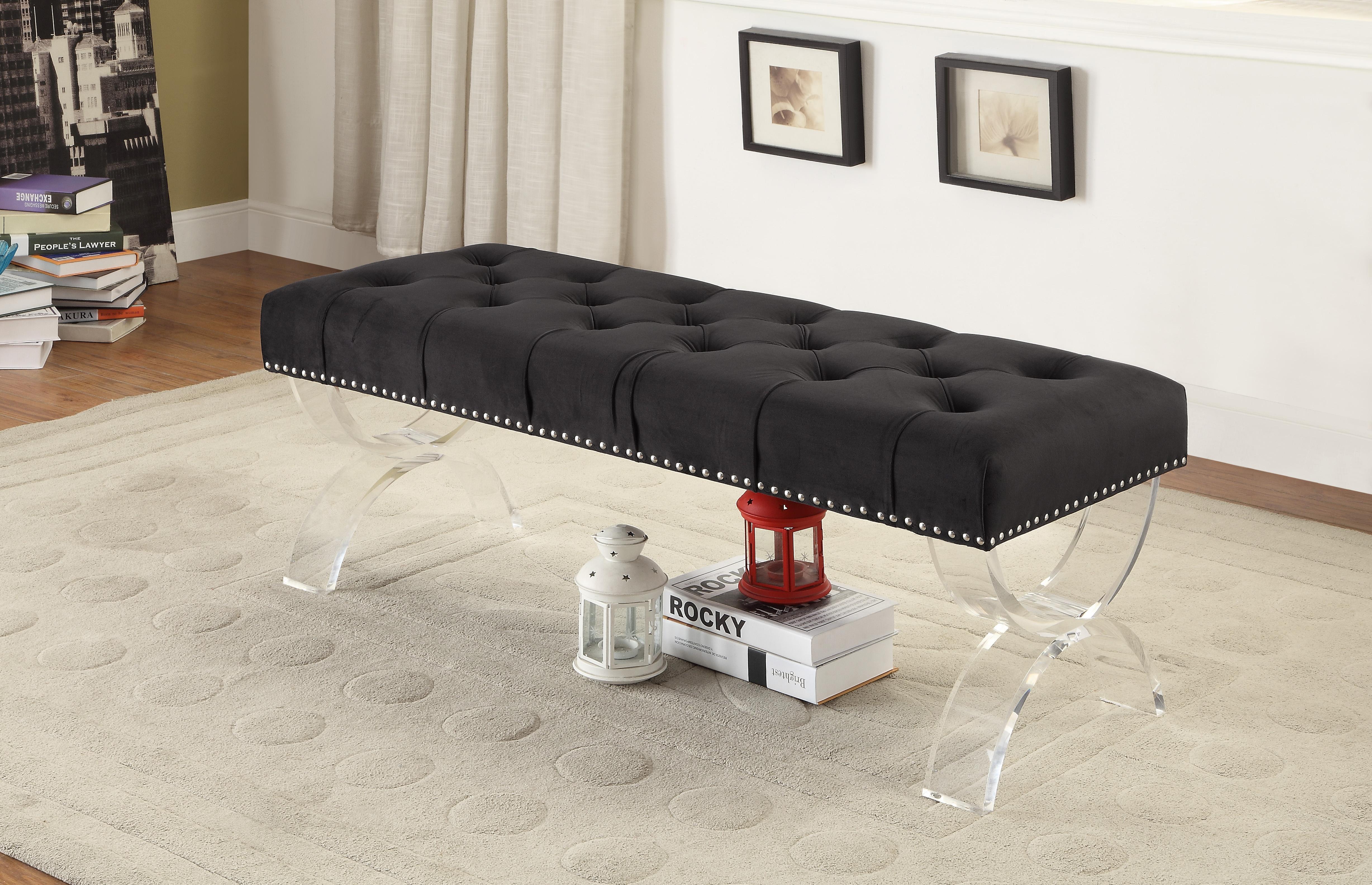 

    
Meridian 102 Ava Bench in Black Acrylic Legs Contemporary Style
