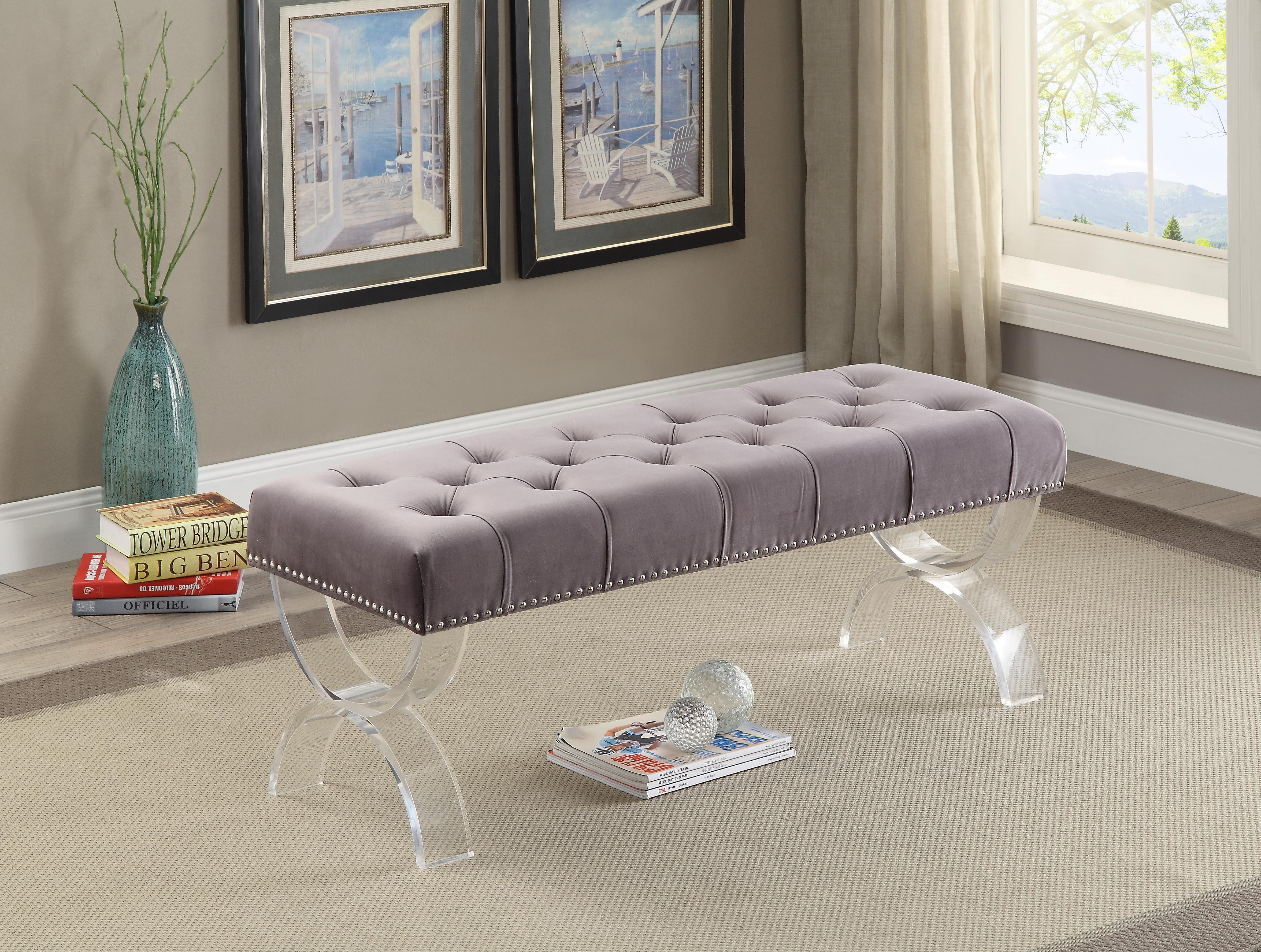 

    
Meridian 102 Ava Bench in Grey Acrylic Legs Contemporary Style
