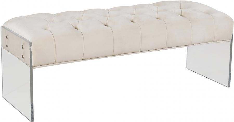 

    
Meridian Furniture 103 Jane Velvet Bench in Cream w/ Acrylic Legs Contemporary Style
