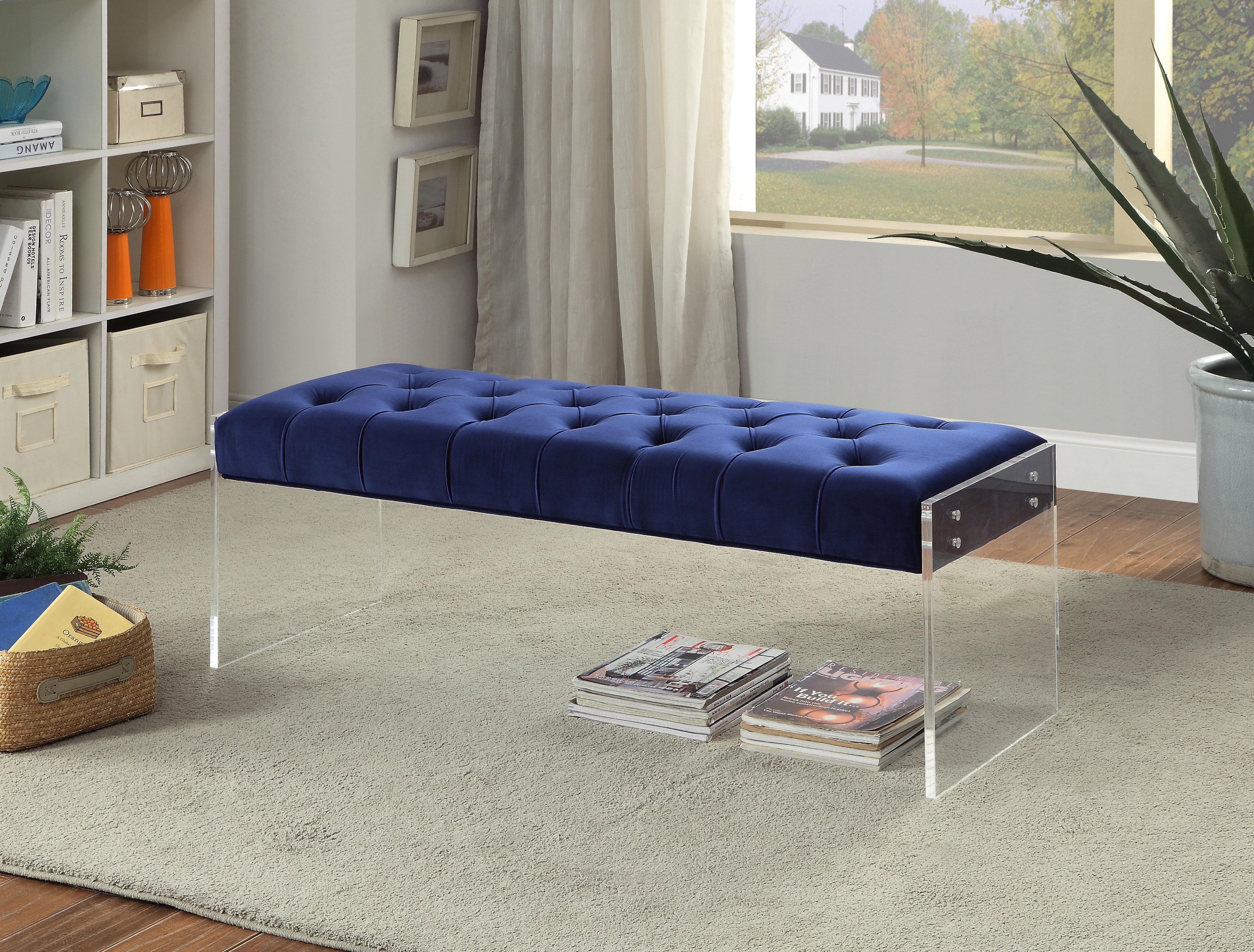 

    
Meridian Furniture 103 Jane Velvet Bench in Navy w/ Acrylic Legs Contemporary Style

