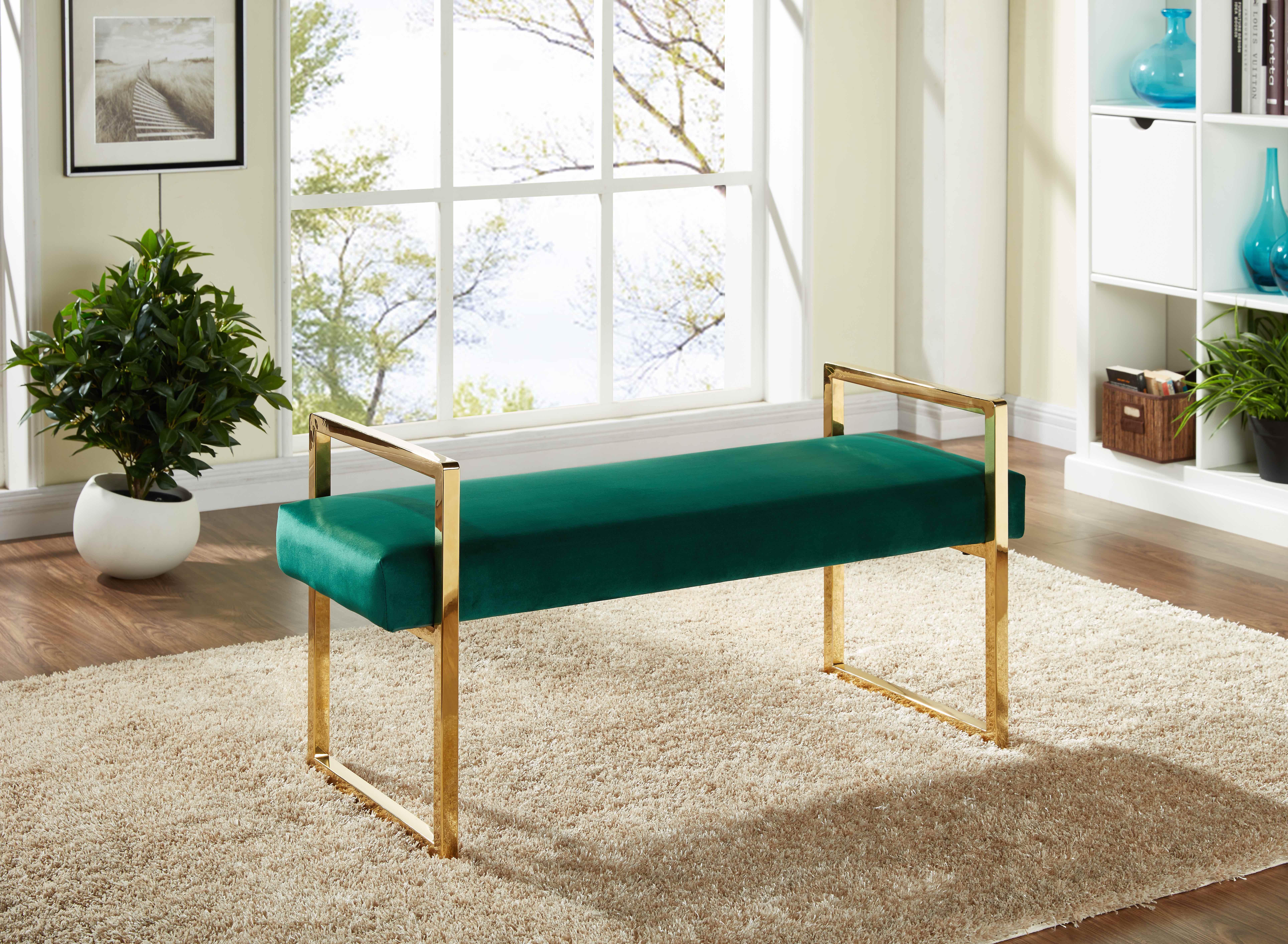 

    
Meridian Furniture 111 Olivia Bench in Green Velvet w/ Gold Stainless Steel Legs
