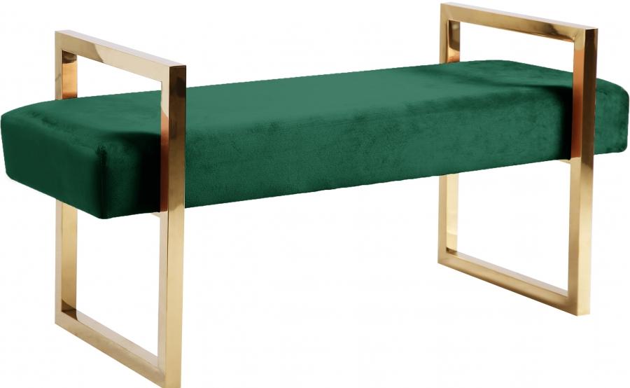 

    
Meridian Furniture 111 Olivia Bench in Green Velvet w/ Gold Stainless Steel Legs
