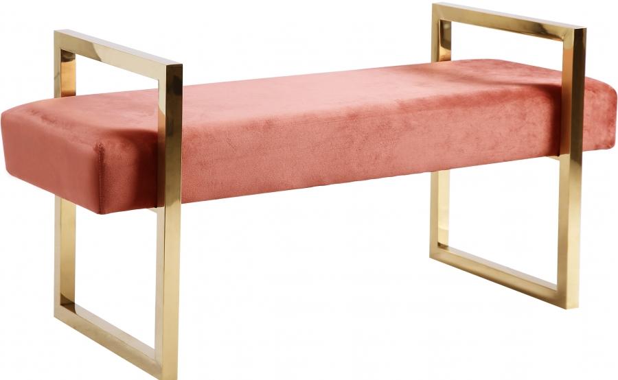 

    
Pink Velvet w/ Gold Stainless Steel Legs Bench Olivia 111Pink Meridian
