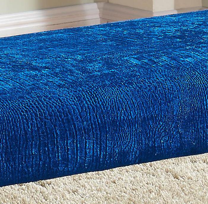 

    
Meridian 112 Harper Bench in Blue Crocodile Velvet Contemporary Style
