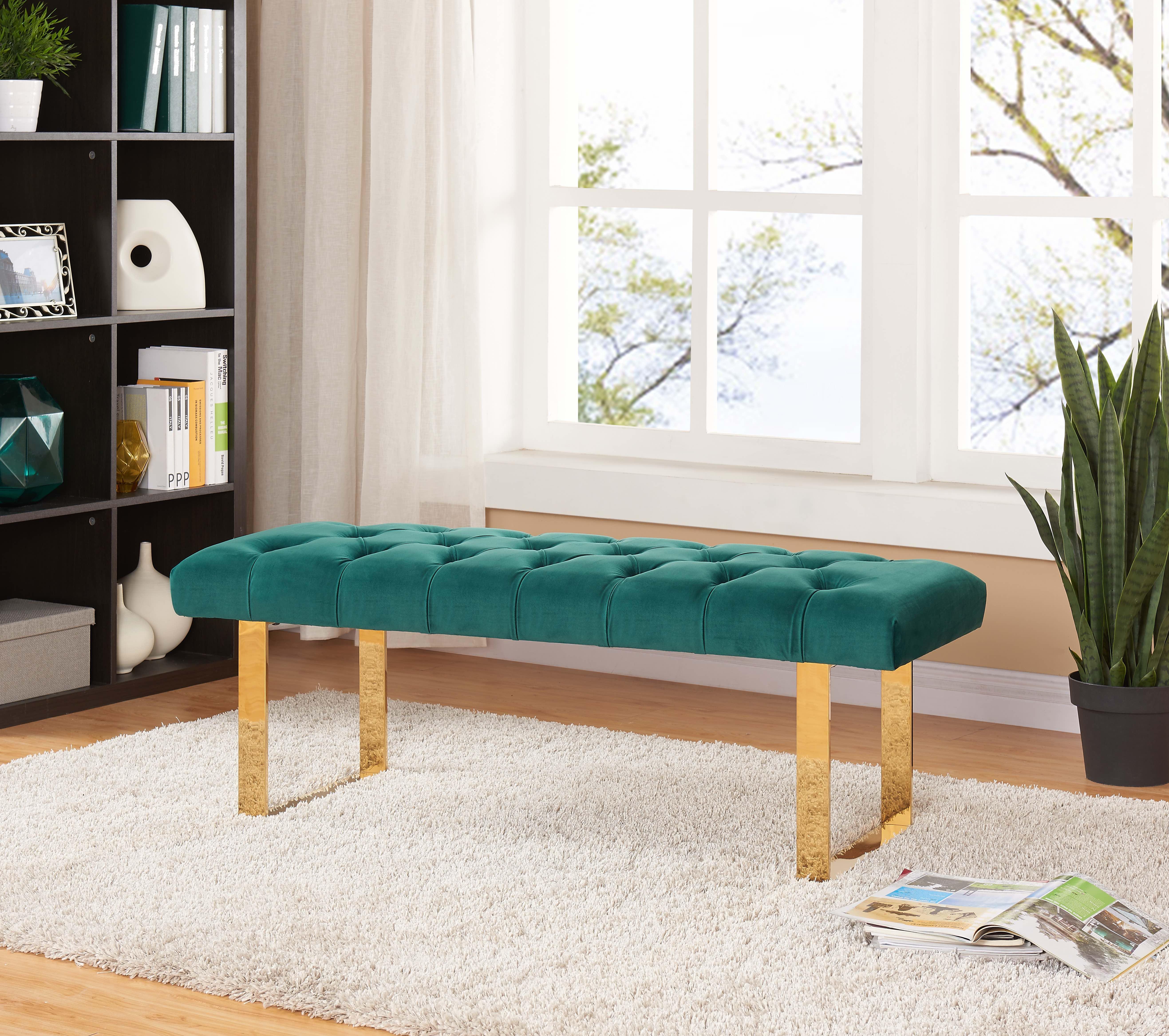 

    
Meridian 114 Ethan Bench in Green Stainless Steel Contemporary Style
