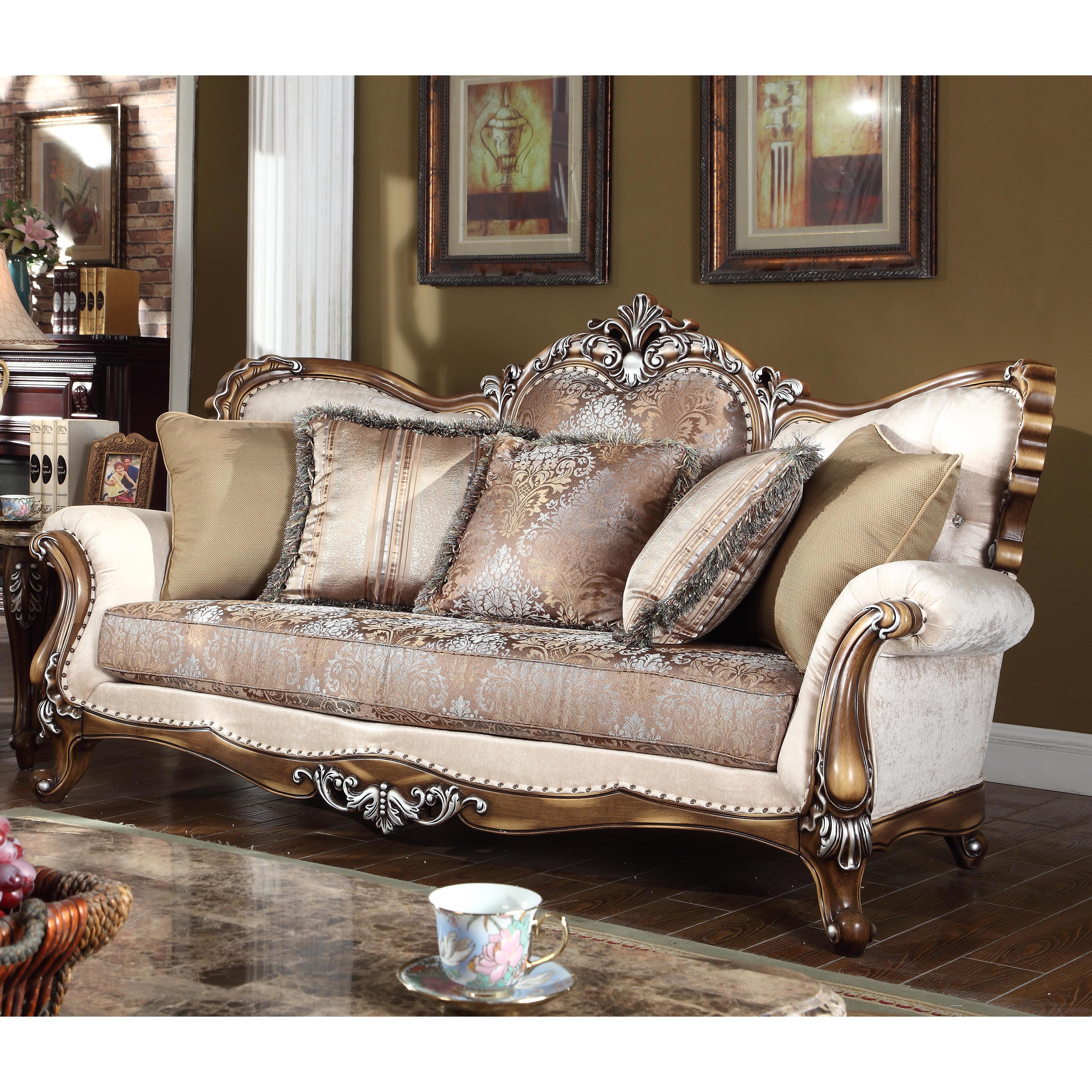 

    
Meridian 603 Sandro 2pcs Living Room Set in Cream Hand Carved Traditional Style
