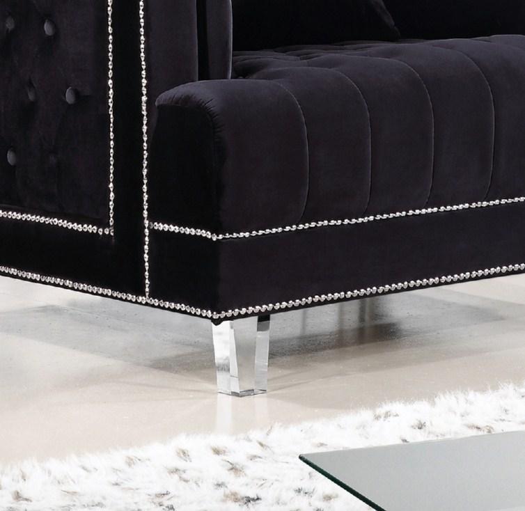 

    
609BL-S-Set-2 Black Velvet Tufted Sofa Set 2Pcs Lucas 609BL-S Meridian Contemporary Modern
