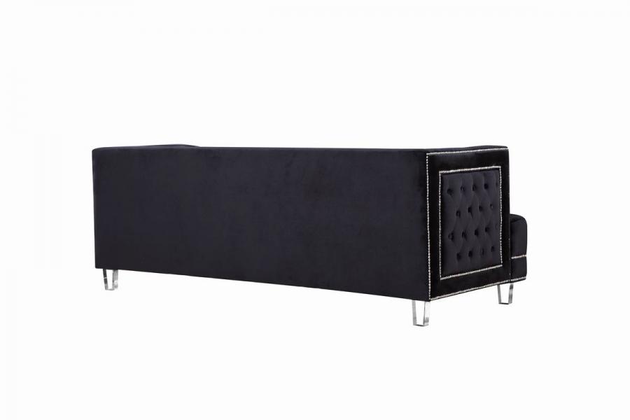 

    
609BL-S-Set-3 Black Velvet Tufted Sofa Set 3Pcs Lucas 609BL-S Meridian Contemporary Modern
