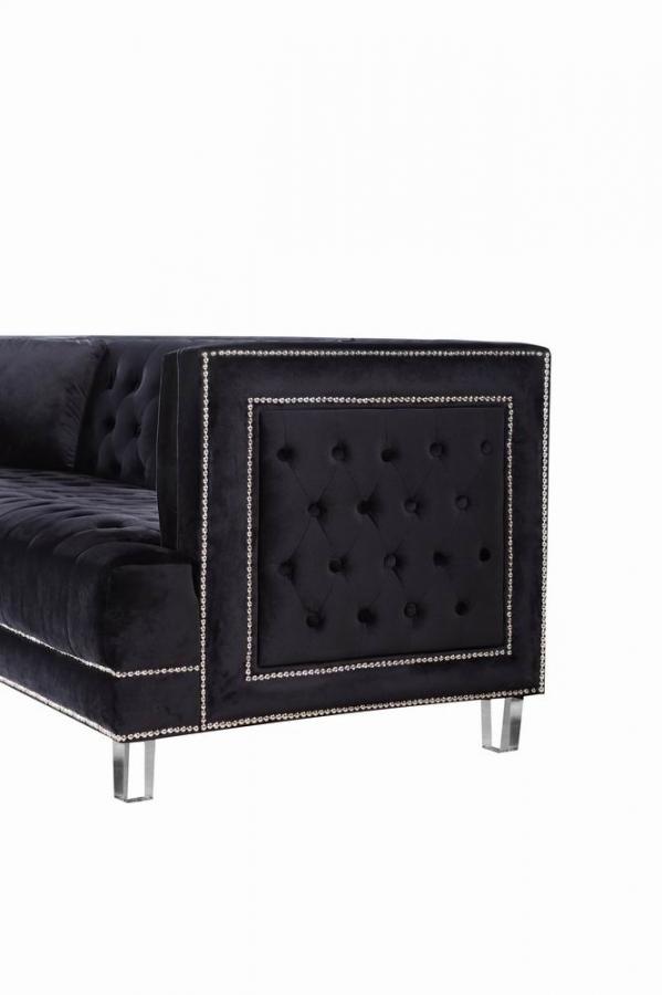 

        
00647899944994Black Velvet Tufted Sofa Set 3Pcs Lucas 609BL-S Meridian Contemporary Modern
