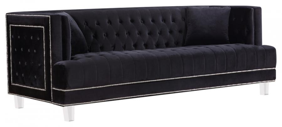 Contemporary Sofa Lucas 609BL-S 609BL-S in Black Velvet