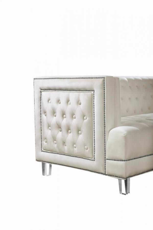 

    
609-Lucas-Cream-Set-3 Cream Velvet Fabric Acrylic Legs Set 3 Pcs Modern Meridian Furniture 609 Lucas

