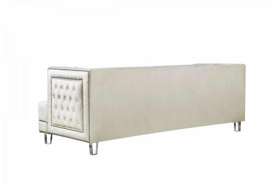 

    
609-Lucas-Cream-Set-4 Cream Velvet Fabric Sofa Set w/Ottoman 4Pcs Modern Meridian Furniture 609 Lucas
