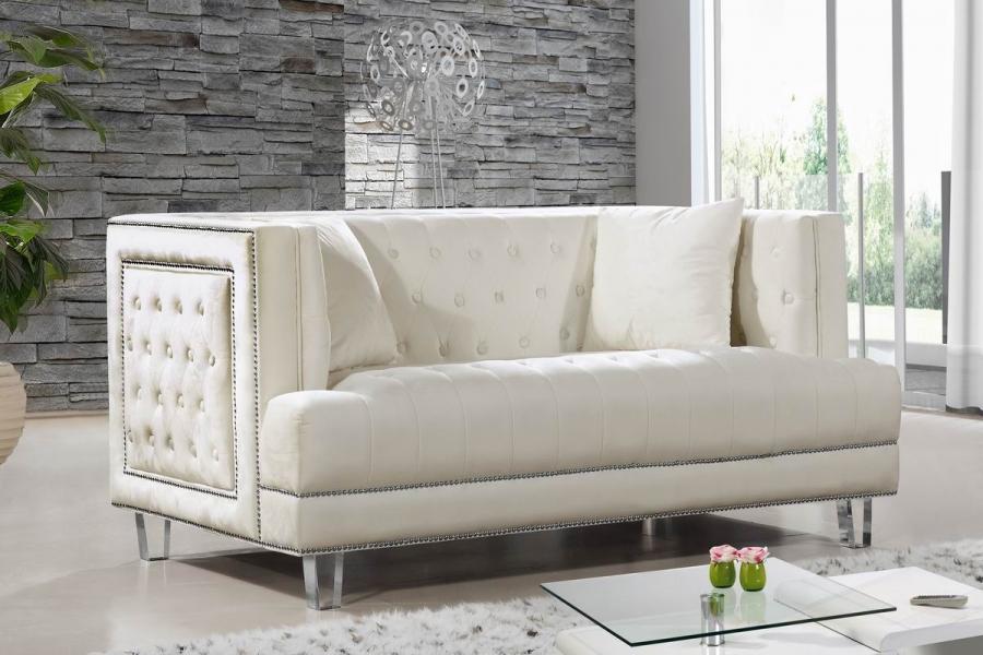 

        
Meridian Furniture 609 Lucas Cream Sofa Loveseat Chair and Ottoman Set Cream Velvet 00647899945038
