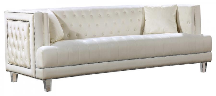 

    
Cream Velvet Fabric Sofa Set w/Ottoman 4Pcs Modern Meridian Furniture 609 Lucas
